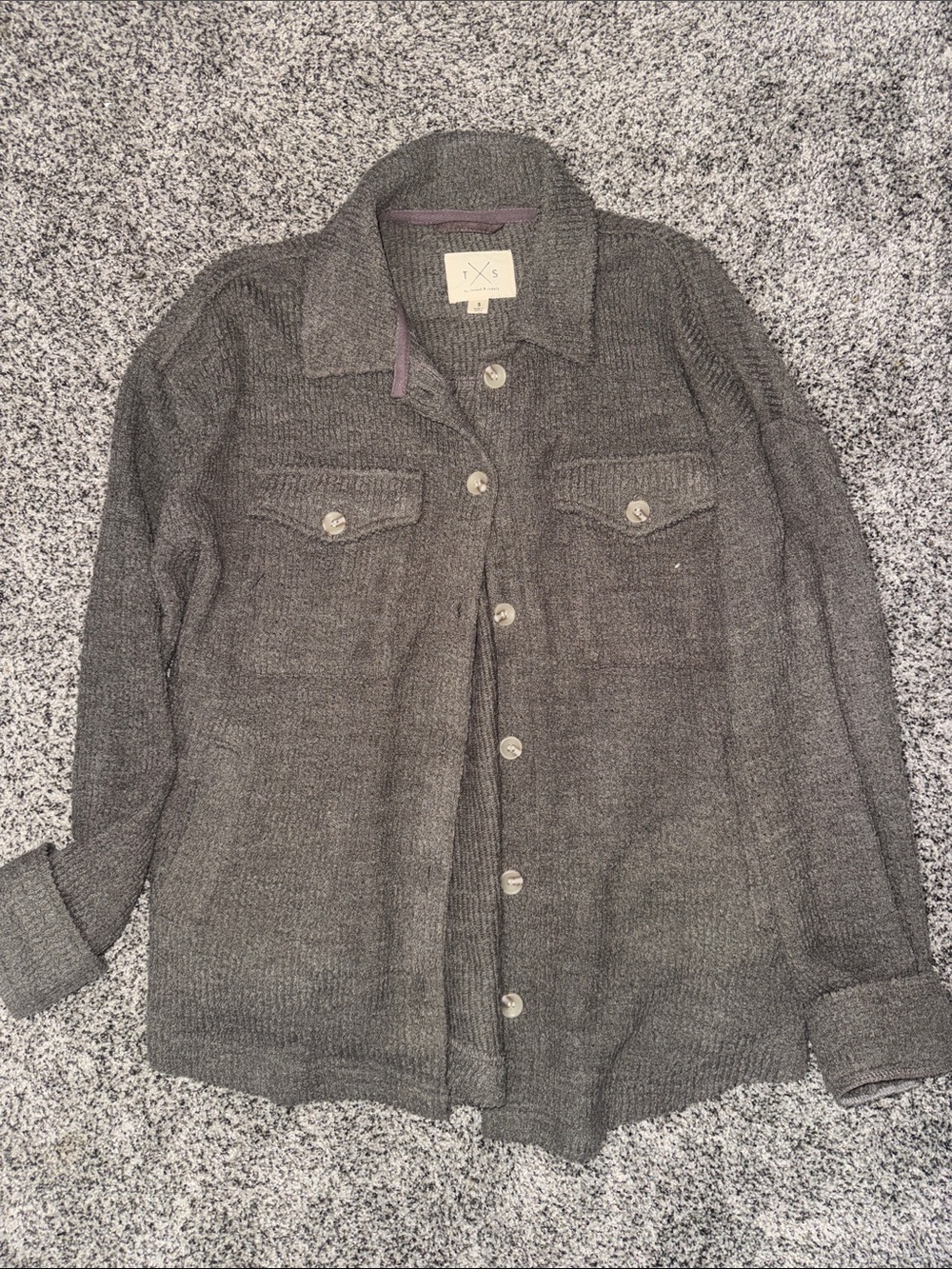 Gray Knit Button-Up Boutique Jacket - perfect for fall!